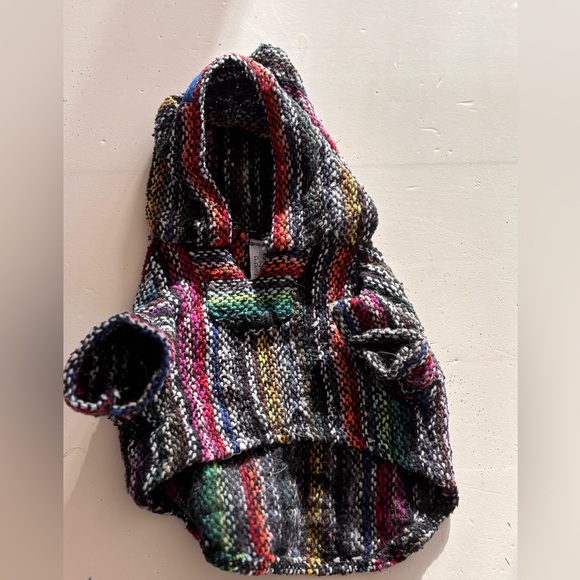 Dog Hooded Knit Poncho Coat - Multicolor - Picture 2 of 8